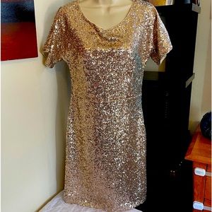 Holly Bracken ladies woven sequined dress in nude NWT sz L Nordstrom